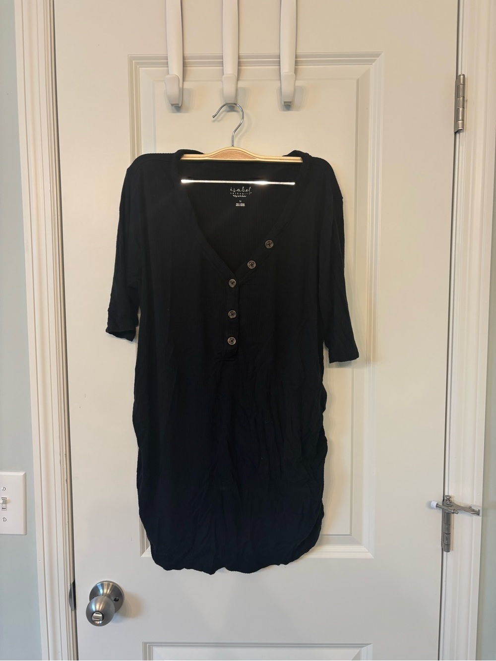 Women’s Black Button-Front Maternity Tunic Top
